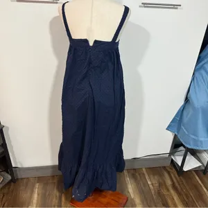 LDT Blair Flounce Maxi Dress Size 2 Navy Blue Resort Coastal Sundress thumbnail 5
