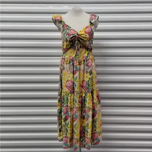 Roxy Womens Floral Dress Size Medium Tropical Vacation Resort Beach Boho Coastal thumbnail 3