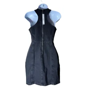 ASOS Denim Racer Dress In Washed Black 0‎ thumbnail 4