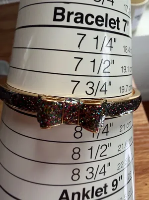 Kate Spade Multi Color Glitter Bow Bangle Bracelet Gold Tone 8 Inch thumbnail 1