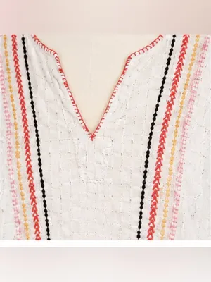A’COS&A White Embroidered Boho Cotton Blouse – Listed Size Medium thumbnail 4
