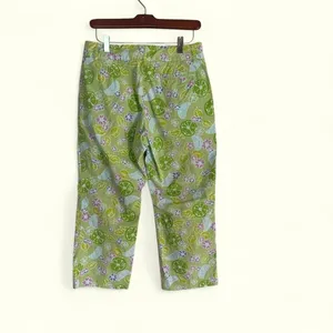 Lilly Pulitzer Crop Pants Green 6 Women Tropical Fruit Floral Print Stretch thumbnail 2
