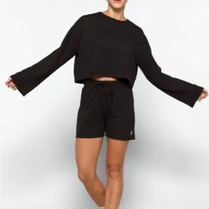 FP Movement Sunny Set Pullover Sweatshirt & Shorts in Black Small thumbnail 1