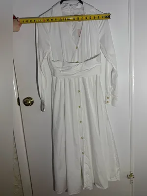 NWT Hutch White Button-Front Wrap Long-Sleeve VNeck Midi Shirt Dress 100% Cotton thumbnail 3