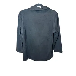 J McLaughlin Clio Faux Suede Top Mock Neck Buttons Black Size Large‎ thumbnail 4