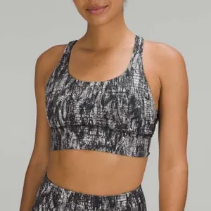 Lululemon Energy Longline Bra Medium Support B–D Cups‎ White Black Size 6 thumbnail 1