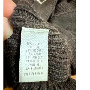 Rare Vintage Abercrombie & Fitch Brown V-Neck Hoodie Sweater Angora‎ Blend XL thumbnail 5