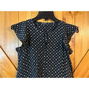 Madewell Romper Size Extra Small 100% Silk Black White Polkadot Ruffle Trim Po thumbnail 3