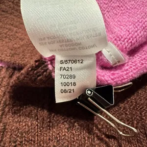 Loft Oversize Sweater Mock Neck Striped Brown Pink Large Cozy Slouchy Preppy thumbnail 6