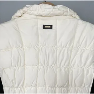 Calvin Klein Vest Size Medium Cream Black Quilted Puffer Performance Moto Preppy thumbnail 6