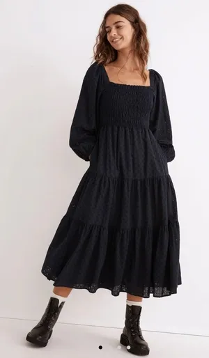 Madewell Lucie‎ Cut Out Back Midi Dress medium boho cottagecore prairie holiday thumbnail 1