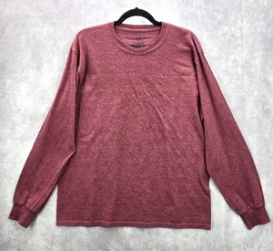 Fruit‎ of the Loom Red Heather Longsleeve Top Pullover Tshirt Sweater Medium thumbnail 1