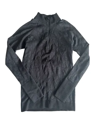 LULULEMON Womens Black Seamless Floral Zip Size 8 thumbnail 1