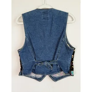 Vintage Hairston Roberson ROPA Denim‎ Vest Women's Small Floral Embroidery USA thumbnail 2