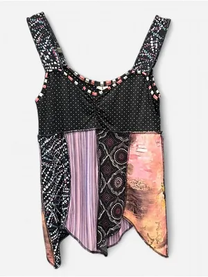 Rare Y2K Hand Jive Patchwork Fairy Boho Tank Top XS USA thumbnail 3