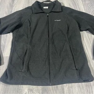 Columbia Charcoal Black Fleece Zip Up Long Sleeve Sweater; Large Women’s thumbnail 1