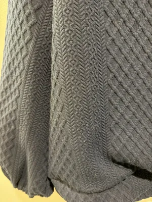 Oddy Textured Quarter Zip Pullover and Wide Leg Pants Matching Loungewear Set Navy / Midnight Blue thumbnail 9