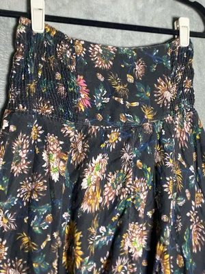 Dark‎ Floral Handkerchief Hem Skirt asymmetrical size XS/ small lagenlook boho thumbnail 2