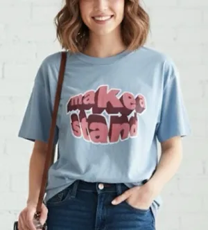 NEW Bp Make a Stand Graphic Tee T-shirt SMALL Blue Short Sleeve positive vibe thumbnail 1