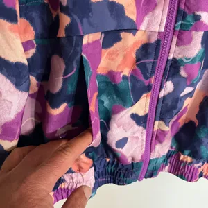 Reebok Womens Abstract‎ Camo Full Zip Hooded Windbreaker Jacket Purple S thumbnail 3
