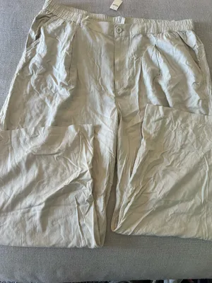 Aerie 2 Piece Set Women XXL Beige Linen Blend Wide Leg Pants Ribbed Tank NEW thumbnail 3