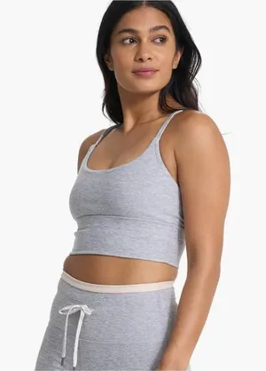 Vuori Ribbed Cropped Tank Top Sports Bra‎ Light Grey Performance Women's S thumbnail 1
