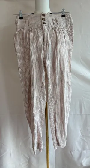 Free People Women's Striped High-Waisted Button Front Pants Size 2 Made in India thumbnail 1