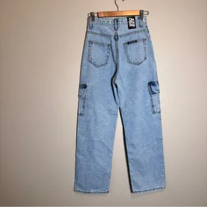 On The Way Blue Wide Leg Cargo Jeans Womens M Casual Denim thumbnail 5