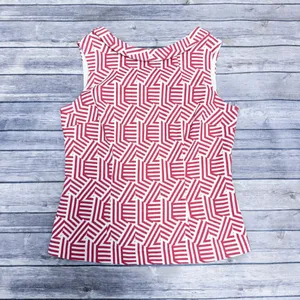 Boden Red Off White Geometric Sleeveless Flap Neck Woven Fit Flare Martha Top 10 thumbnail 7