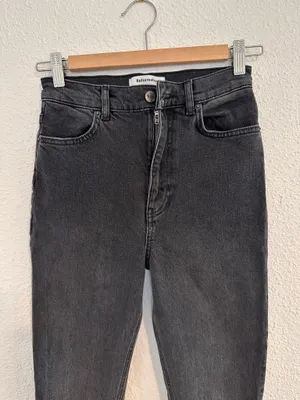 reformation camilla vintage erie black high waisted back ankle zip flare jean thumbnail 5