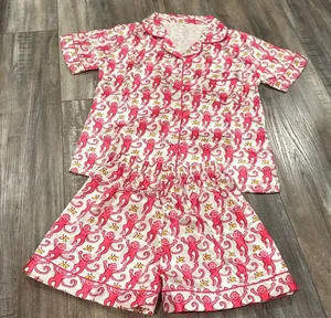 Women’s Pink Monkey Silky Pajamas Size XXS thumbnail 1
