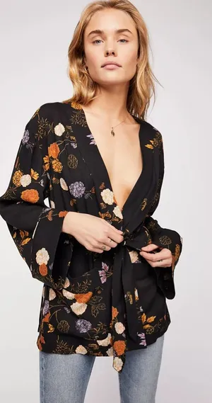 Free People Wrap It Up Floral Jacket Size Small thumbnail 1