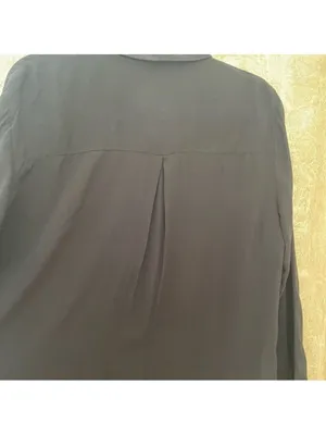 Mango viscose button down long sleeves shirt feather lightweight Black Sz 12 thumbnail 6