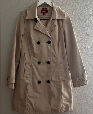 Merona Water Repellent Khaki Double Breasted Long Trench Coat - Medium thumbnail 1