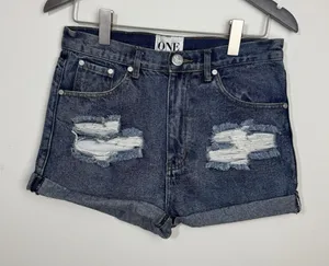 One by One Teaspoon Outlaws Size 26 Denim Shorts Button Fly High Waist Cotton thumbnail 1