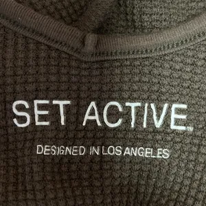 Set Active Brown Waffle Knit Scoop Neck Athletic Workout Sports Bra Tank Top XS thumbnail 4