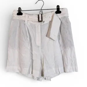 Rachel Zoe White Linen Blend High Rise Dressy Shorts Womens 6 Preppy Belted thumbnail 1
