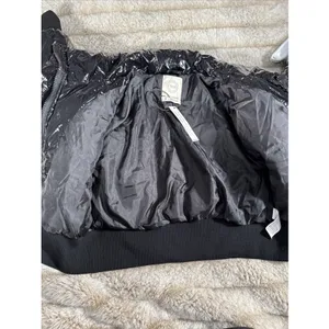 Stoosh Jacket Womens Medium Black Glossy Bubble Coat Cropped Shiny Puffer New thumbnail 11