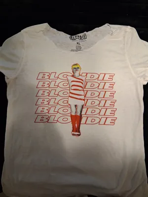 Blondie Logo Graphic Tee in White and Red Size XL thumbnail 1