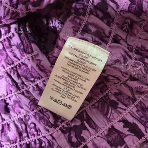 Free People Romantic Floral Smocked Mini Dress‎ Womens M Purple Puff Sleeve Boho thumbnail 4