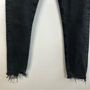 AGOLDE Toni Black Mid Rise Ankle Denim Jeans Raw Hems Size 25 thumbnail 8