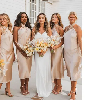 Show Me Your Mumu Jasmine Midi Dress in Champagne Luxe Satin M NWT thumbnail 4