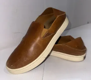 Olukai Leather Pehuea Slip On Sneaker Gorpcore Boho Convertible Shoes Brown Sz 8 thumbnail 1