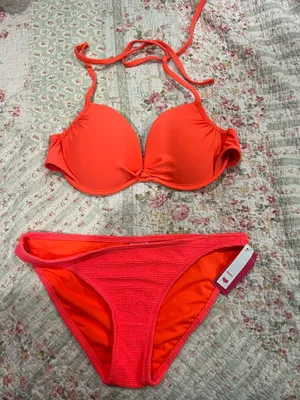Xhilaration Coral/Hot Pink Women's Bikini Set thumbnail 1