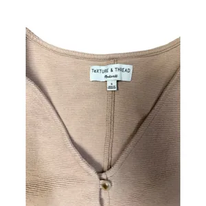 Madewell Texture & Thread Beige Ribbed Button Front Tie‎ Hem Tank Top Small thumbnail 3