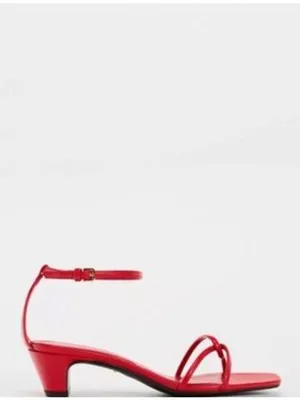 Zara Red Faux Leather Red Strappy Heeled Sandals Size 36 thumbnail 2