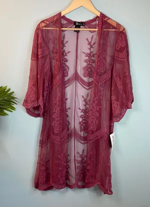 Miss Chievous Pink Floral Lace Cardigan thumbnail 1