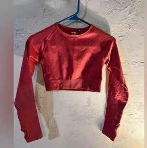 AYBL crop performance top NWOT beautiful brand -long sleeve crop-terracotta thumbnail 1