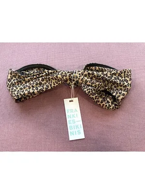 Frankies Bikinis Crescent Bandeau Bikini Top in Baby Leopard Small Womens Swim thumbnail 6