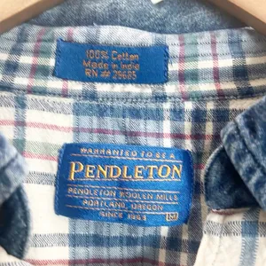 Pendleton Women’s 100% Cotton Blue White Long Sleeve Casual Button Front Shirt thumbnail 5